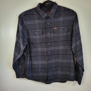 Mens Orvis Black Gray Plaid Flannel Shacket XL